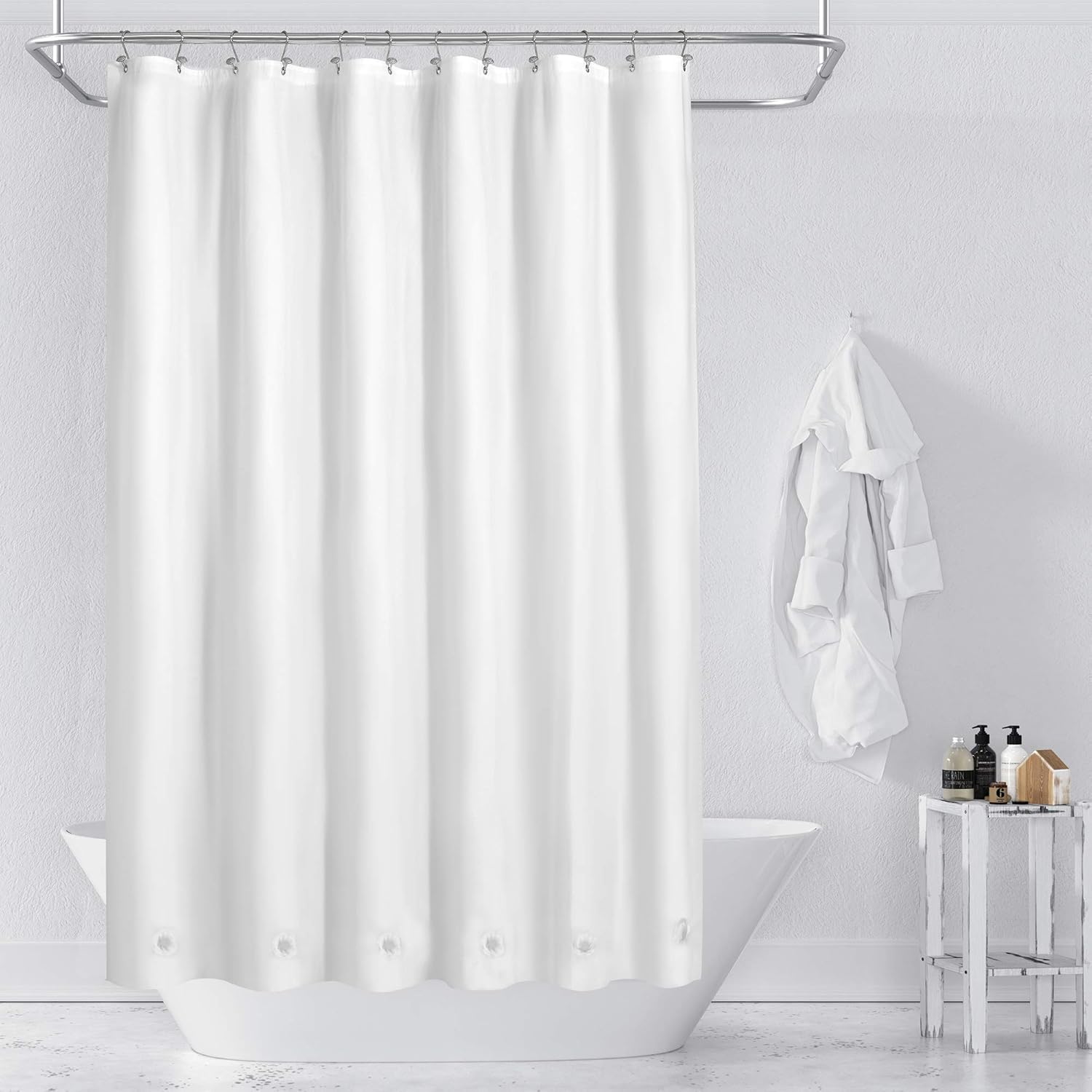 Barossa Design Extra Long Shower Curtain Liner with 6 Magnets - 72 x 84 XL White Waterproof PEVA Shower Liner for Bathroom, PVC Free, Metal Grommets - White, 72x84